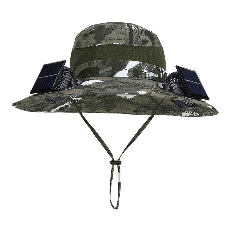 Wide outdoor sun hat with sun fan