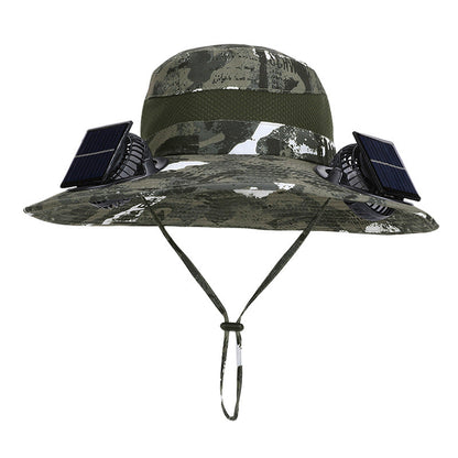 Wide outdoor sun hat with sun fan